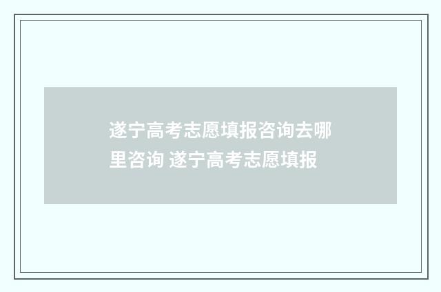 遂宁高考志愿填报咨询去哪里咨询 遂宁高考志愿填报