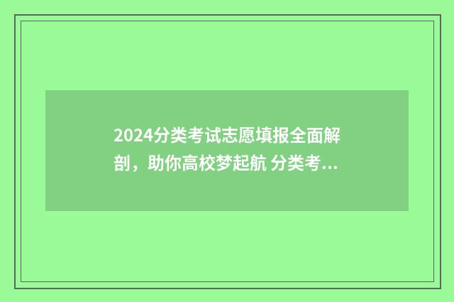 2024分类考试志愿填报全面解剖，助你高校梦起航 分类考试2021年