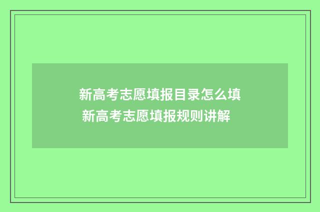 新高考志愿填报目录怎么填 新高考志愿填报规则讲解