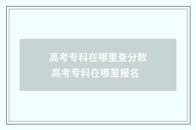 高考专科在哪里查分数 高考专科在哪里报名