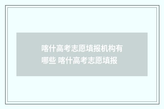 喀什高考志愿填报机构有哪些 喀什高考志愿填报