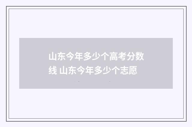 山东今年多少个高考分数线 山东今年多少个志愿