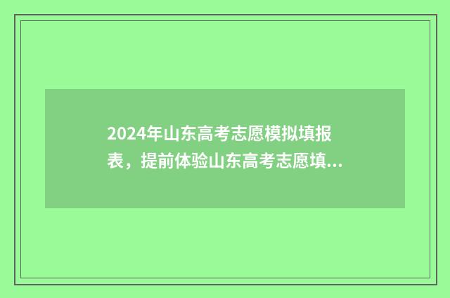 2024年山东高考志愿模拟填报表，提前体验山东高考志愿填报流程 山东省2024高考报名网站入口官网