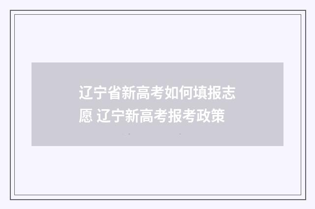 辽宁省新高考如何填报志愿 辽宁新高考报考政策