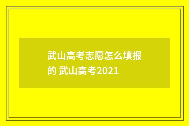 武山高考志愿怎么填报的 武山高考2021