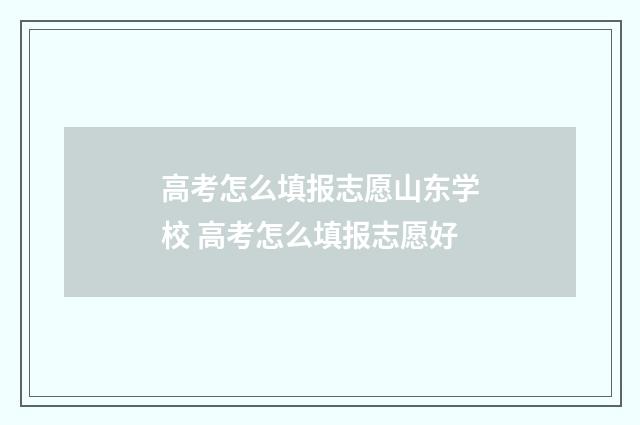 高考怎么填报志愿山东学校 高考怎么填报志愿好