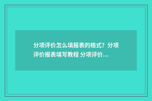 分项评价怎么填报表的格式？分项评价报表填写教程 分项评价如何写