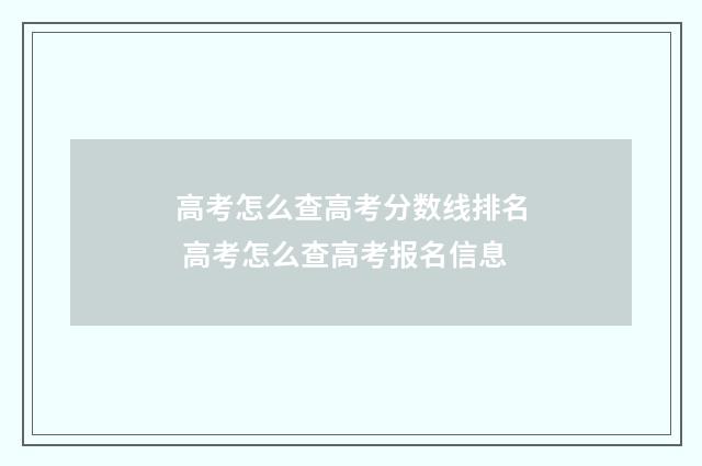 高考怎么查高考分数线排名 高考怎么查高考报名信息