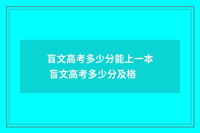 盲文高考多少分能上一本 盲文高考多少分及格