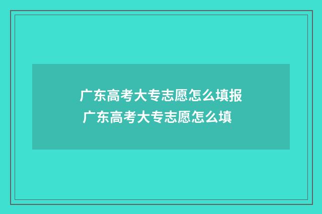 广东高考大专志愿怎么填报 广东高考大专志愿怎么填