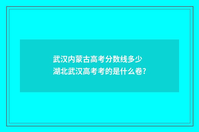 武汉内蒙古高考分数线多少 湖北武汉高考考的是什么卷?