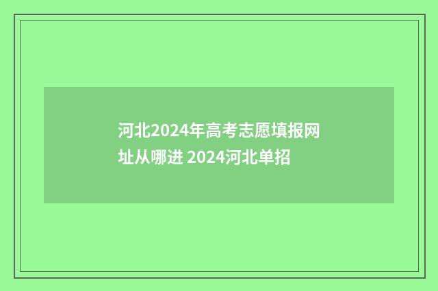 河北2024年高考志愿填报网址从哪进 2024河北单招
