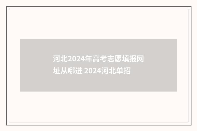 河北2024年高考志愿填报网址从哪进 2024河北单招
