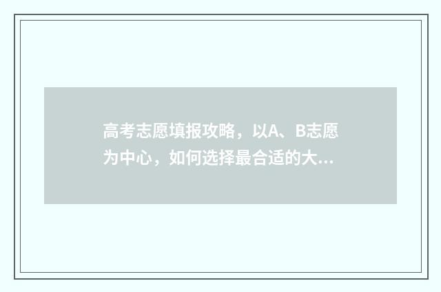 高考志愿填报攻略，以A、B志愿为中心，如何选择最合适的大学专业？ 高考志愿填报攻略 书
