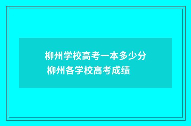 柳州学校高考一本多少分 柳州各学校高考成绩