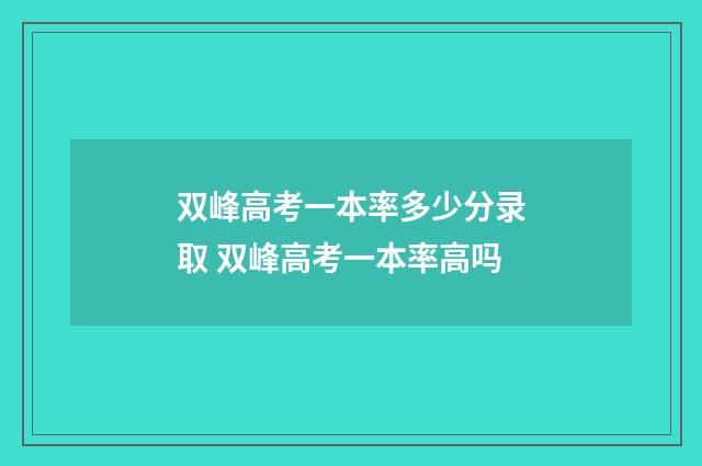 双峰高考一本率多少分录取 双峰高考一本率高吗