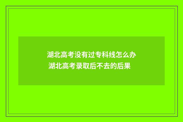 湖北高考没有过专科线怎么办 湖北高考录取后不去的后果