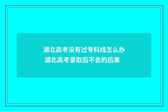 湖北高考没有过专科线怎么办 湖北高考录取后不去的后果