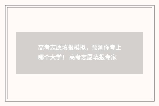 高考志愿填报模拟，预测你考上哪个大学！ 高考志愿填报专家