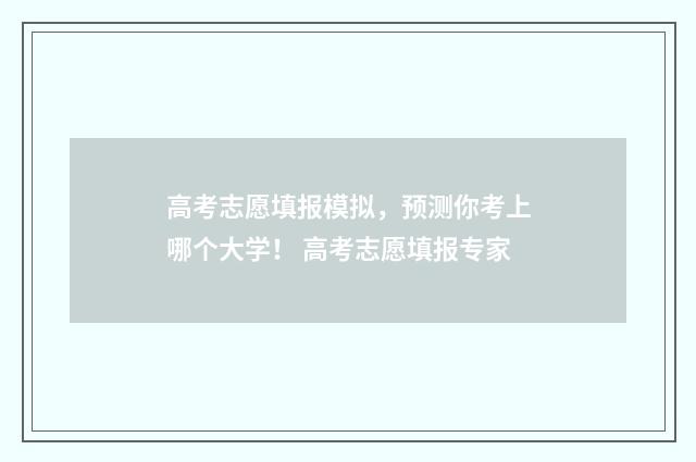 高考志愿填报模拟，预测你考上哪个大学！ 高考志愿填报专家