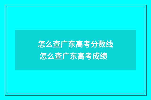 怎么查广东高考分数线 怎么查广东高考成绩