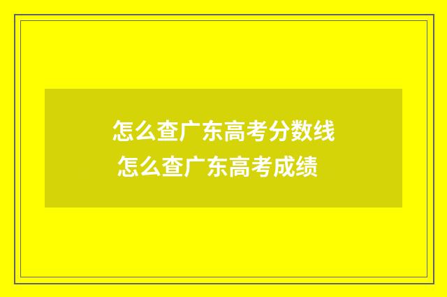 怎么查广东高考分数线 怎么查广东高考成绩