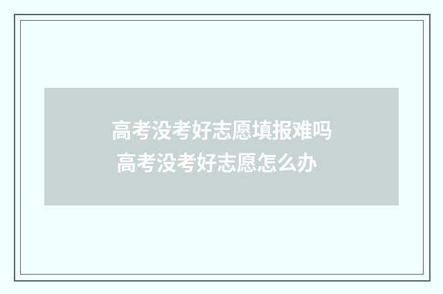 高考没考好志愿填报难吗 高考没考好志愿怎么办
