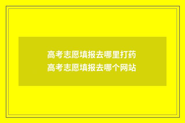 高考志愿填报去哪里打药 高考志愿填报去哪个网站