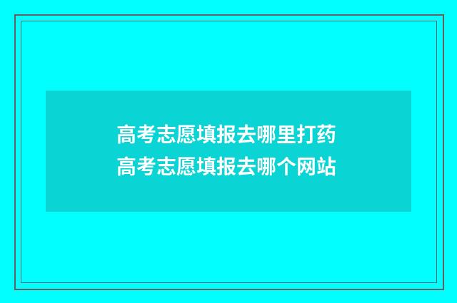 高考志愿填报去哪里打药 高考志愿填报去哪个网站