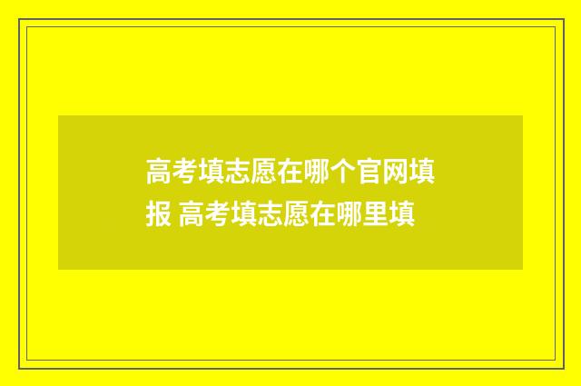 高考填志愿在哪个官网填报 高考填志愿在哪里填