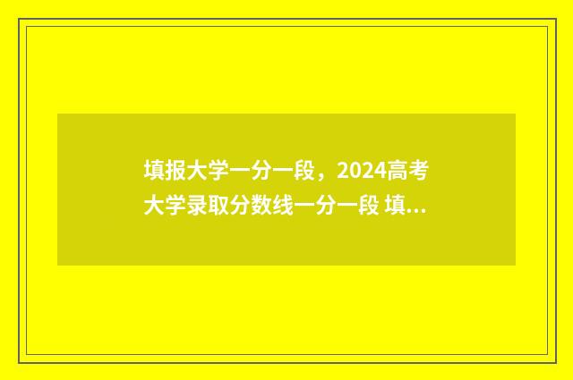 填报大学一分一段，2024高考大学录取分数线一分一段 填报大学一分一段怎么填