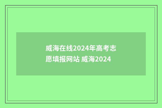 威海在线2024年高考志愿填报网站 威海2024