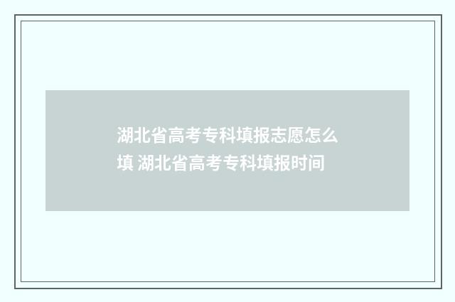 湖北省高考专科填报志愿怎么填 湖北省高考专科填报时间
