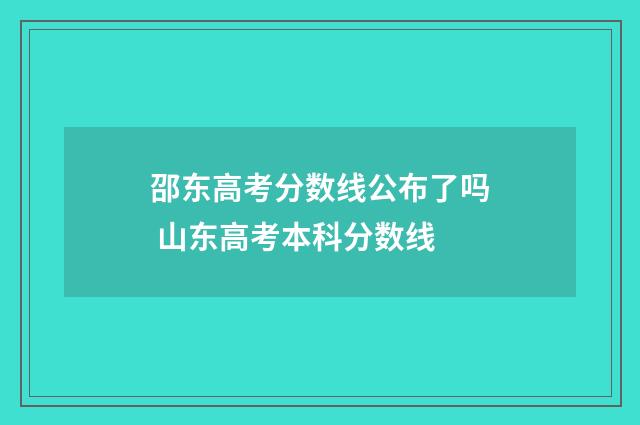 邵东高考分数线公布了吗 山东高考本科分数线