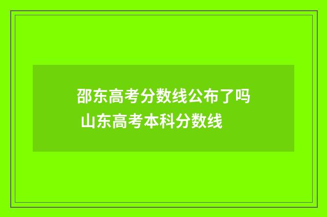 邵东高考分数线公布了吗 山东高考本科分数线