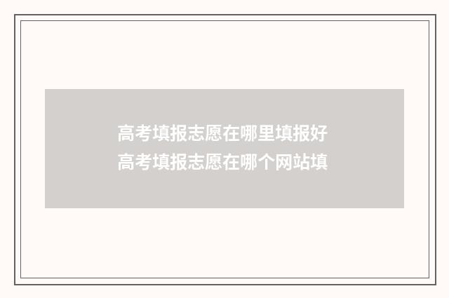 高考填报志愿在哪里填报好 高考填报志愿在哪个网站填