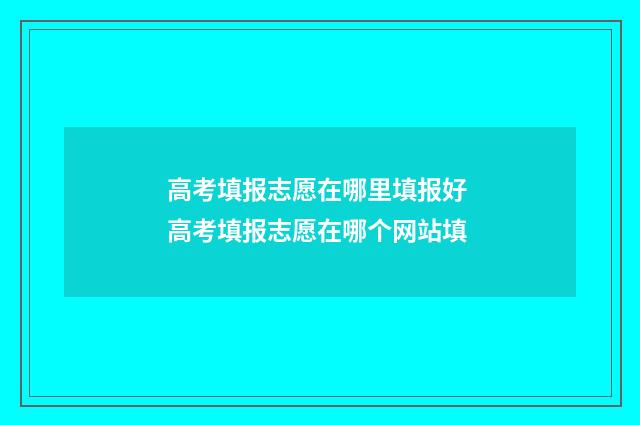 高考填报志愿在哪里填报好 高考填报志愿在哪个网站填