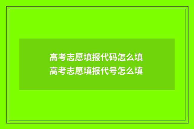 高考志愿填报代码怎么填 高考志愿填报代号怎么填