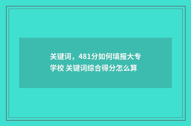 关键词，481分如何填报大专学校 关键词综合得分怎么算