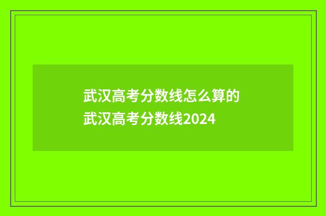 武汉高考分数线怎么算的 武汉高考分数线2024