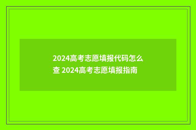 2024高考志愿填报代码怎么查 2024高考志愿填报指南