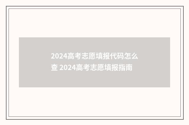 2024高考志愿填报代码怎么查 2024高考志愿填报指南