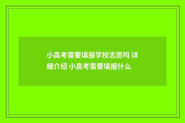 小高考需要填报学校志愿吗 详细介绍 小高考需要填报什么