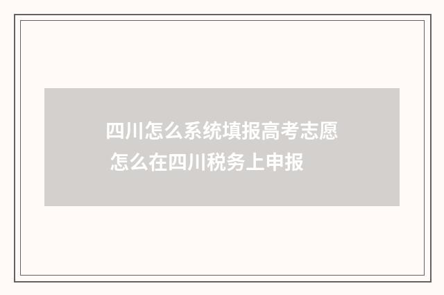 四川怎么系统填报高考志愿 怎么在四川税务上申报