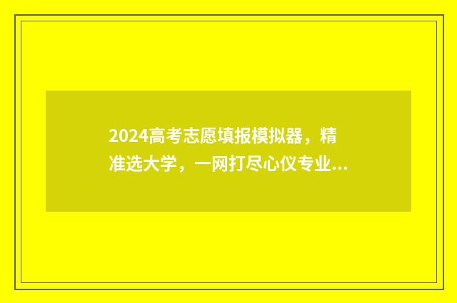 2024高考志愿填报模拟器，精准选大学，一网打尽心仪专业 2024高考志愿填报