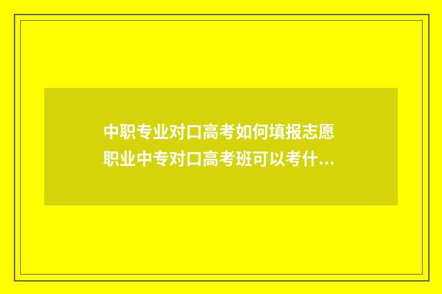 中职专业对口高考如何填报志愿 职业中专对口高考班可以考什么学校