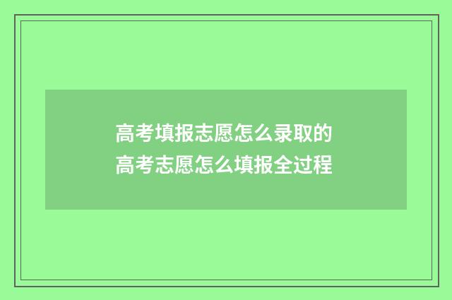 高考填报志愿怎么录取的 高考志愿怎么填报全过程