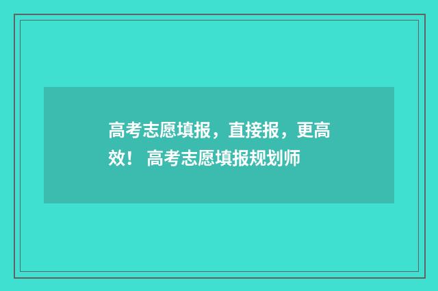 高考志愿填报，直接报，更高效！ 高考志愿填报规划师