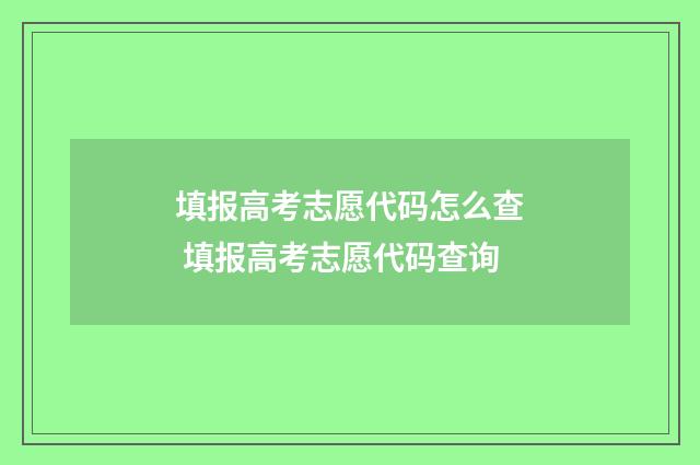 填报高考志愿代码怎么查 填报高考志愿代码查询
