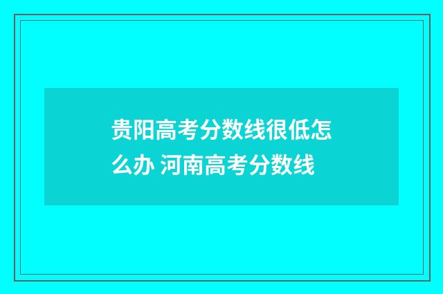 贵阳高考分数线很低怎么办 河南高考分数线